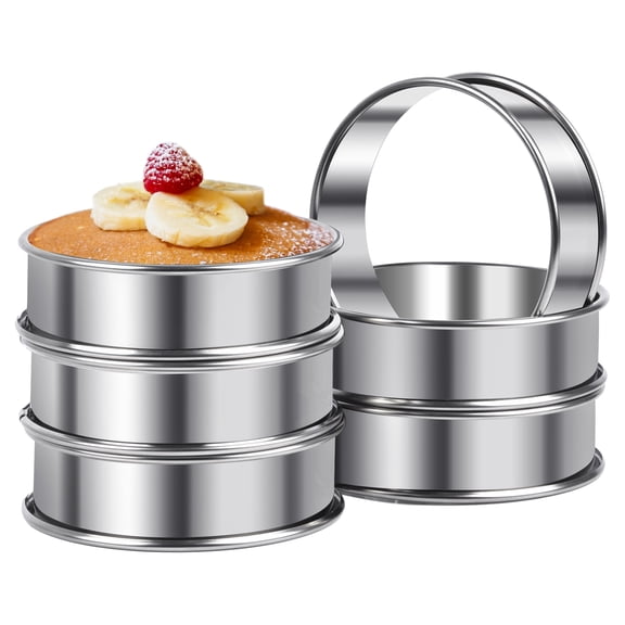 ARRITZ 3.15inch English Muffin Rings, 6pcs Double Rolled Stainless Steel Rings Molds for Cooking English Muffin
