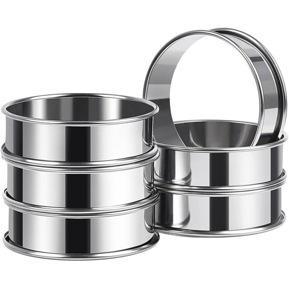 ARRITZ 3.15inch English Muffin Rings, 6pcs Double Rolled Stainless Steel Rings Molds for Cooking English Muffin