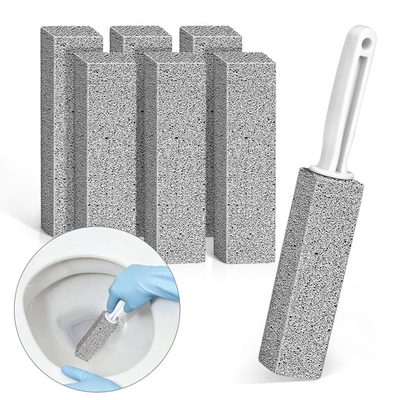 ARRITZ 7 Pcs Pumice Stone Toilet Bowl Cleaner with Long Handle, Scouring Stick for Calcium, Hard Water Rings, Rust, Tub, Grill, Pool,Sink 5.9x0.9x1.3"