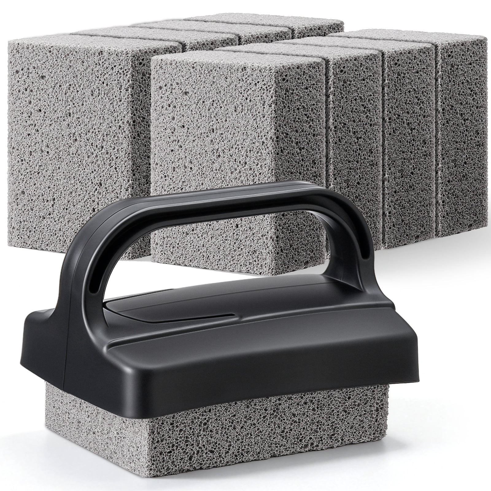 ARRITZ 9 Pack Grip Pumice Stone for Cleaning 1 Handle & 8 Blocks, Heavy ...