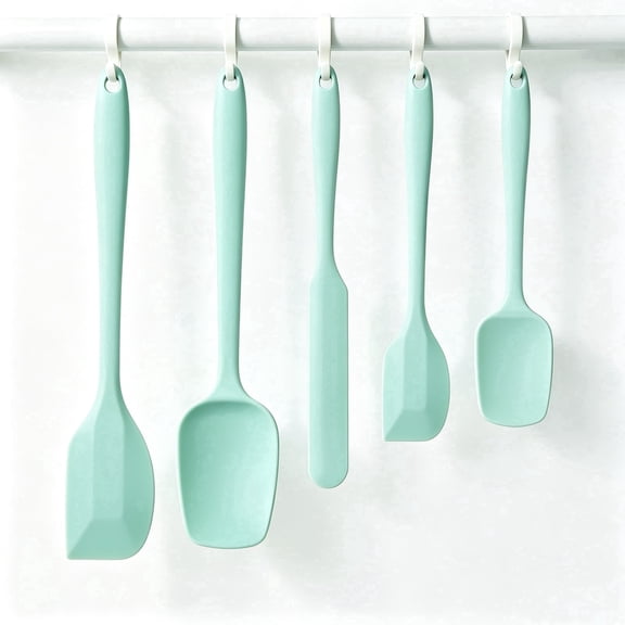 ARRITZ Silicone Spatula Set of 5, High-Temp Resistant, Food-Grade Silicone, Dishwasher-Safe, for Baking/Cooking/Mixing/Scraping/Spreading, Green