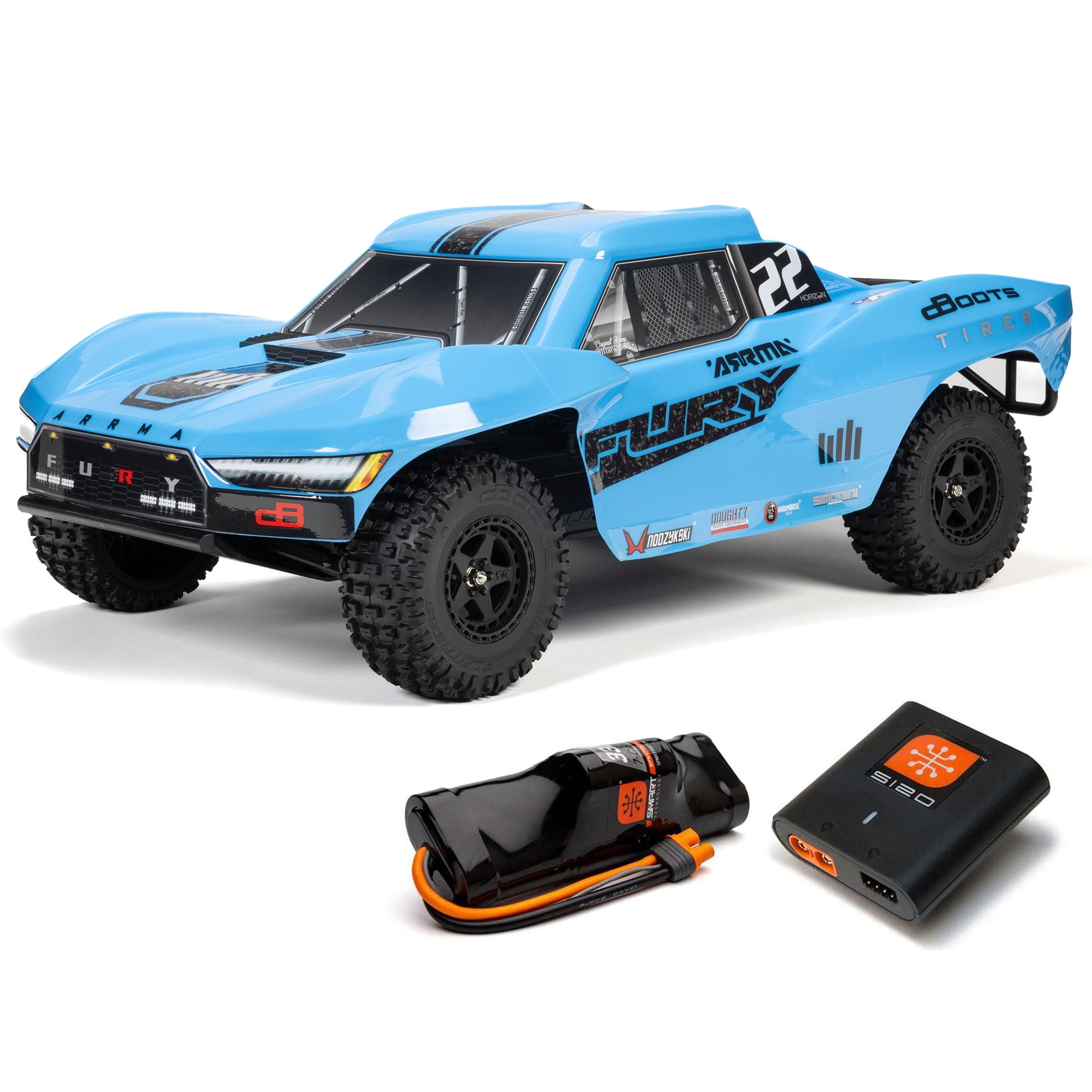 ARRMA FURY 1/10 2WD RTR Brushed Short Course – Batterie & Chargeur Inclus – Bleu – ARA3221ST2