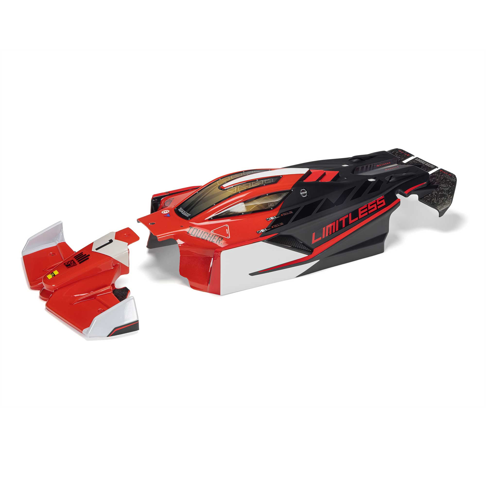 ARRMA LIMITLESS Painted Decaled Trimmed Body Red/Black ARA-2802