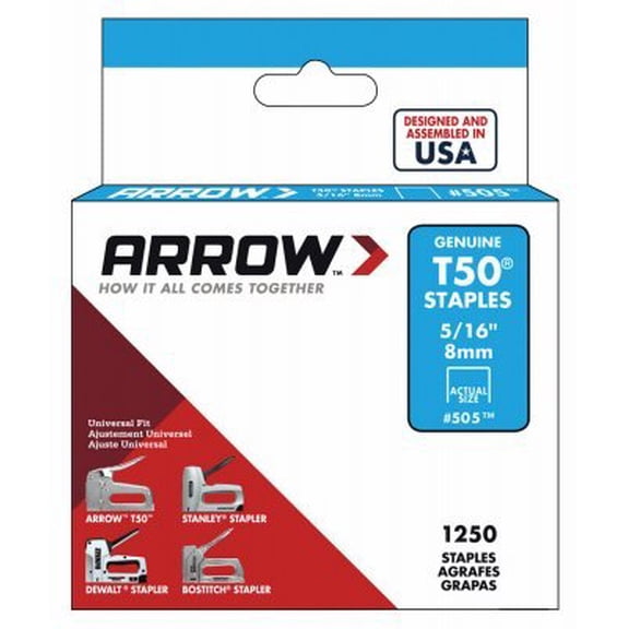 ARROW 50524 Staples, Narrow Crown, 5/16-In, 1250-Pk. - Quantity 4