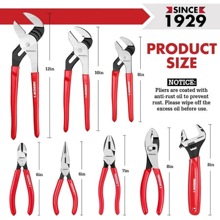 ARROW 8PCS Pliers & Wrench Set