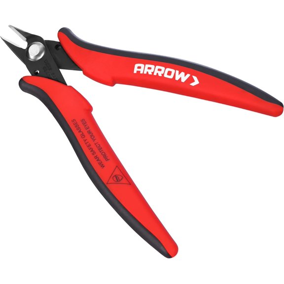 ARROW Micro Wire Cutters, 5" Precision Flush Cutters with Streamlined Handle and Ultra-Sharp Cutting Edge, Side & Diagonal Flush Cut Pliers for Electronics, Jewelry, Crafts, Zip Ties and Soft Wires