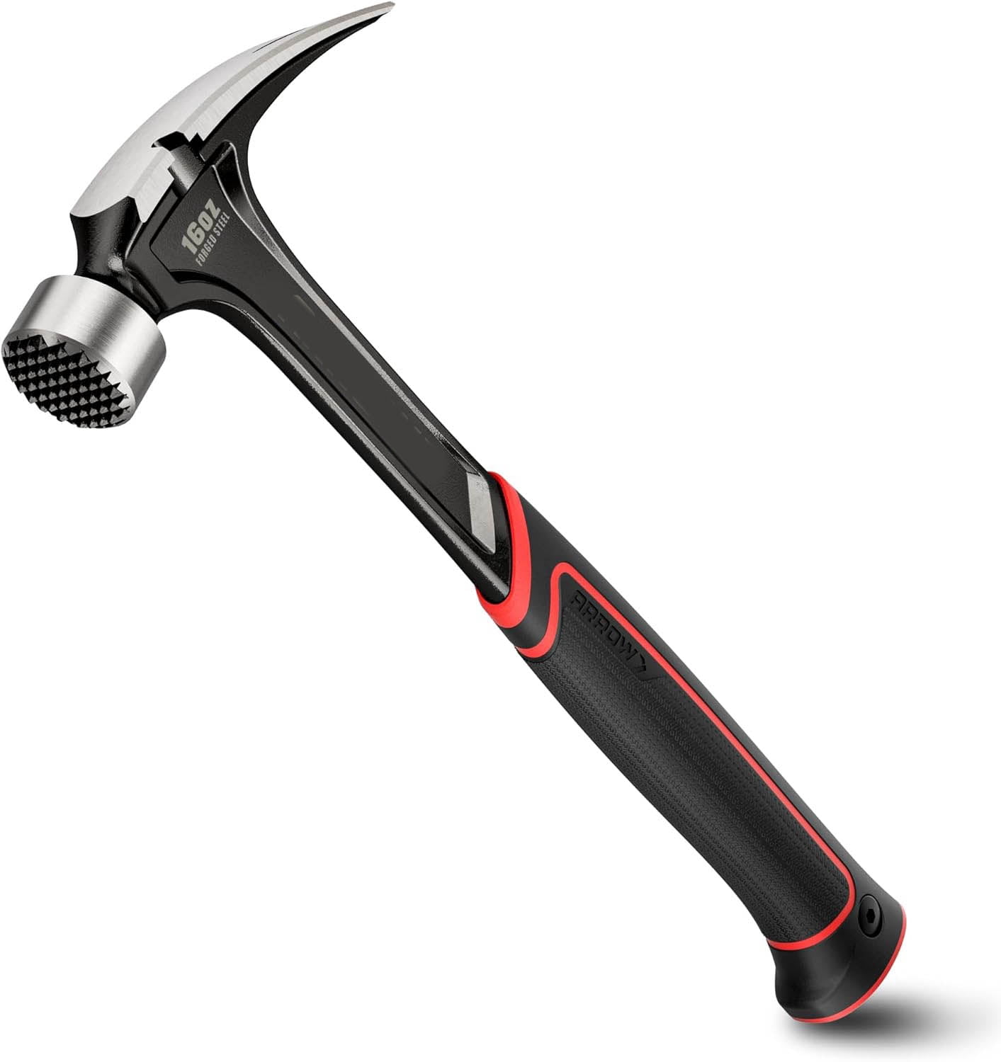 ARROW Straight Claw Hammer, Rip Claw Hammer with Side Nail Puller, Milled Face & Shock Absorbing Grip, One-piece Forged Hammer