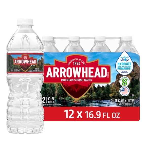 Arrowhead Mountain Spring Water, 16.9 Fl Oz, 12-Pack Plastic Bottles