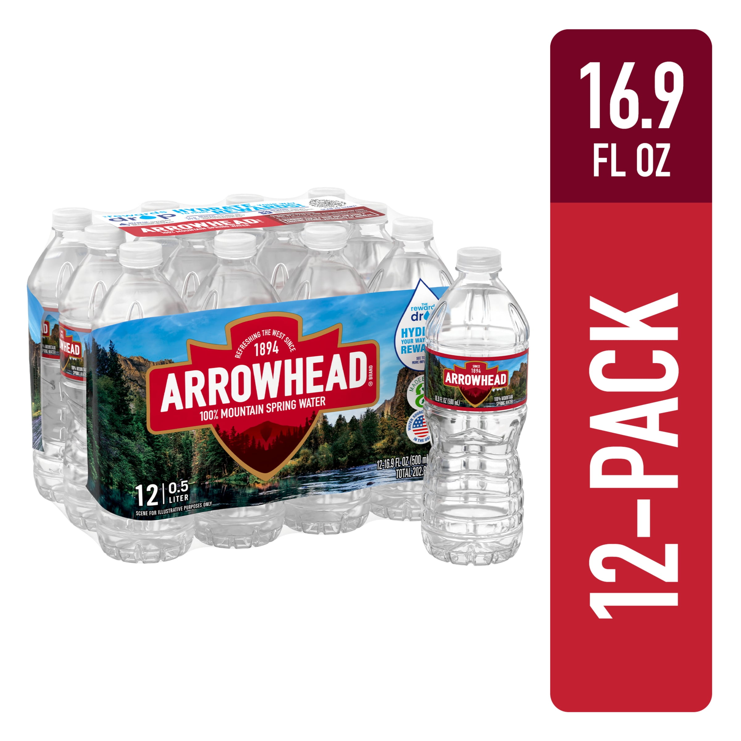 12 Ounce Bottled Spring Water  Arrowhead® Brand 100% Mountain Spring Water