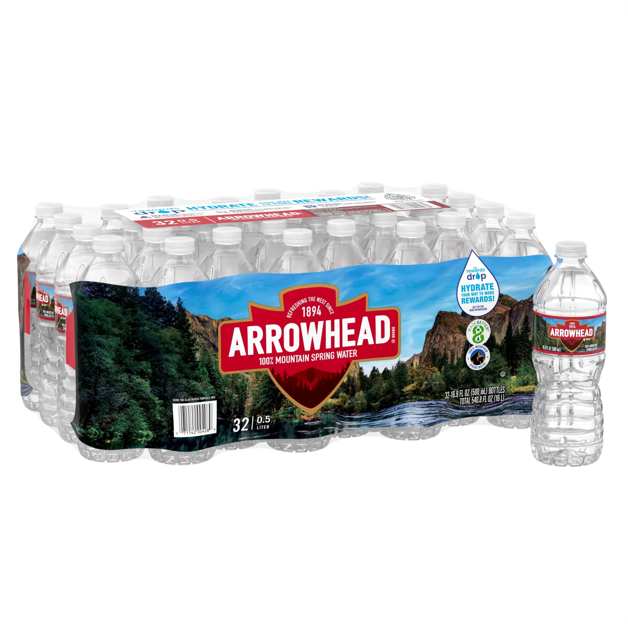 Arrowhead Mountain Spring Water, 16.9 Fl Oz, 32-Pack Plastic Bottles