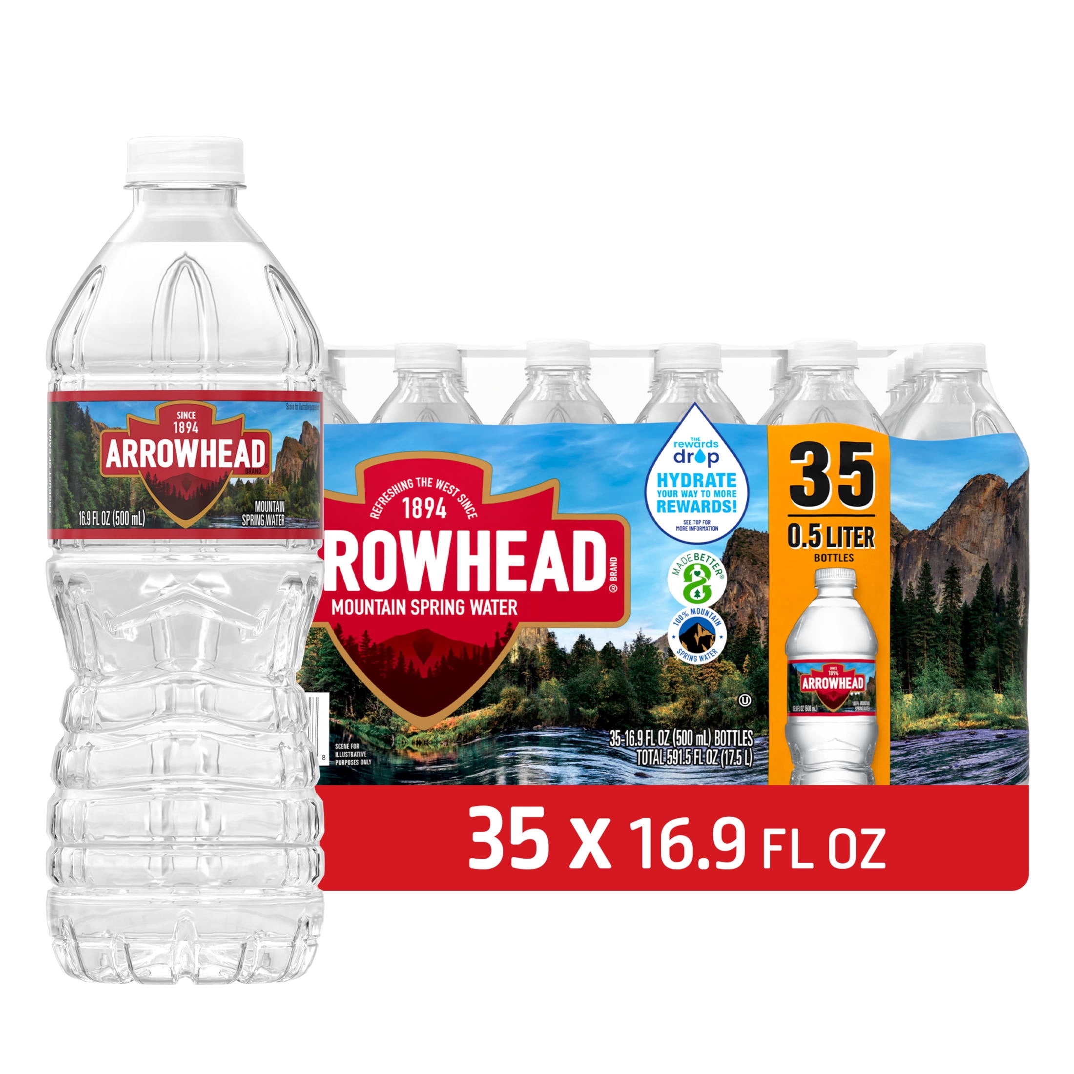 Arrowhead Mountain Spring Water, 16.9 Fl Oz, 35-Pack Plastic Bottles