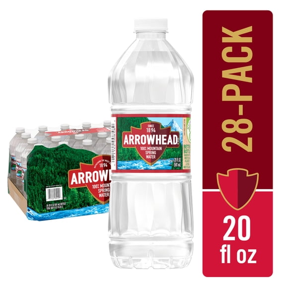 ARROWHEAD Brand 100% Mountain Spring Water, 20-ounce Plastic Bottles (Pack of 28)