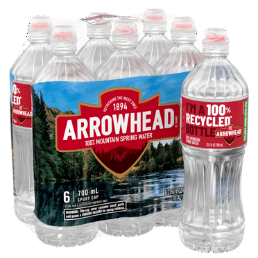 Arrowhead Mountain Spring Water, Sport Cap, 23.7 fl oz, 6-pack Plastic Bottles