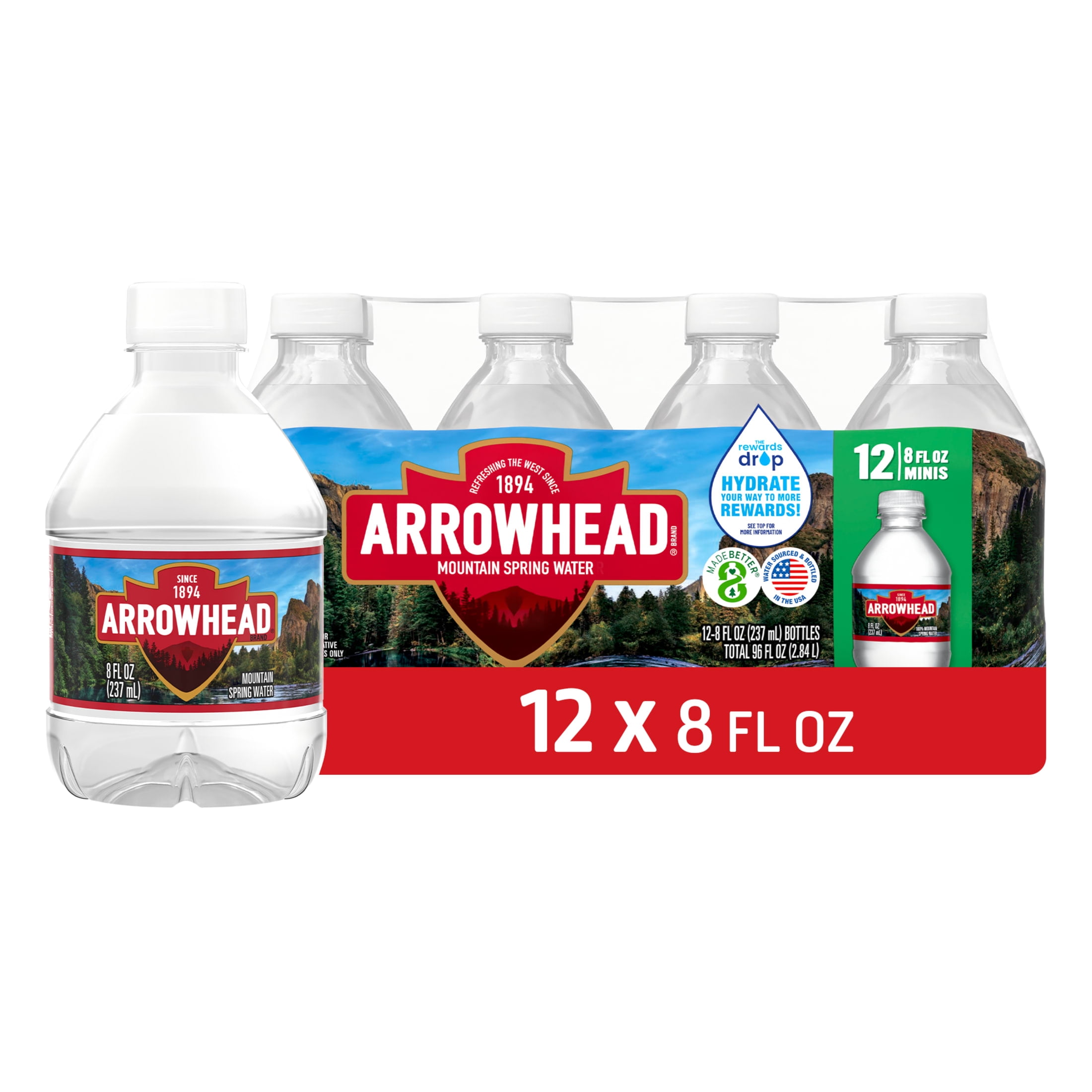Arrowhead Mountain Spring Water, 8 Fl Oz, 12-Pack Plastic Bottles