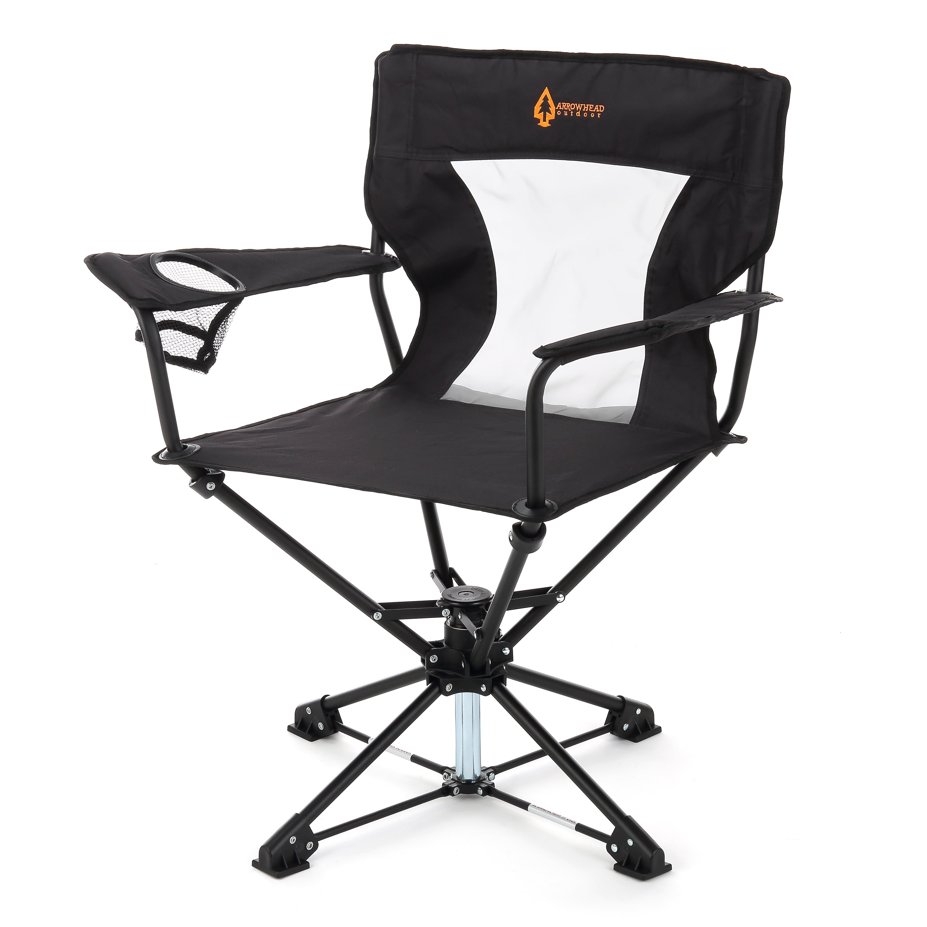 ARROWHEAD OUTDOOR 360° Degree Swivel Hunting Chair w/ Armrests, Perfect for  Blinds, No Sink Feet, Supports up to 450lbs, Carrying Case, Steel Frame