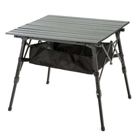 ARROWHEAD OUTDOOR 39" Aluminum Folding Camp Roll Up Table w/ Adjuatble Height, Undertable Mesh Storage, Carry Bag