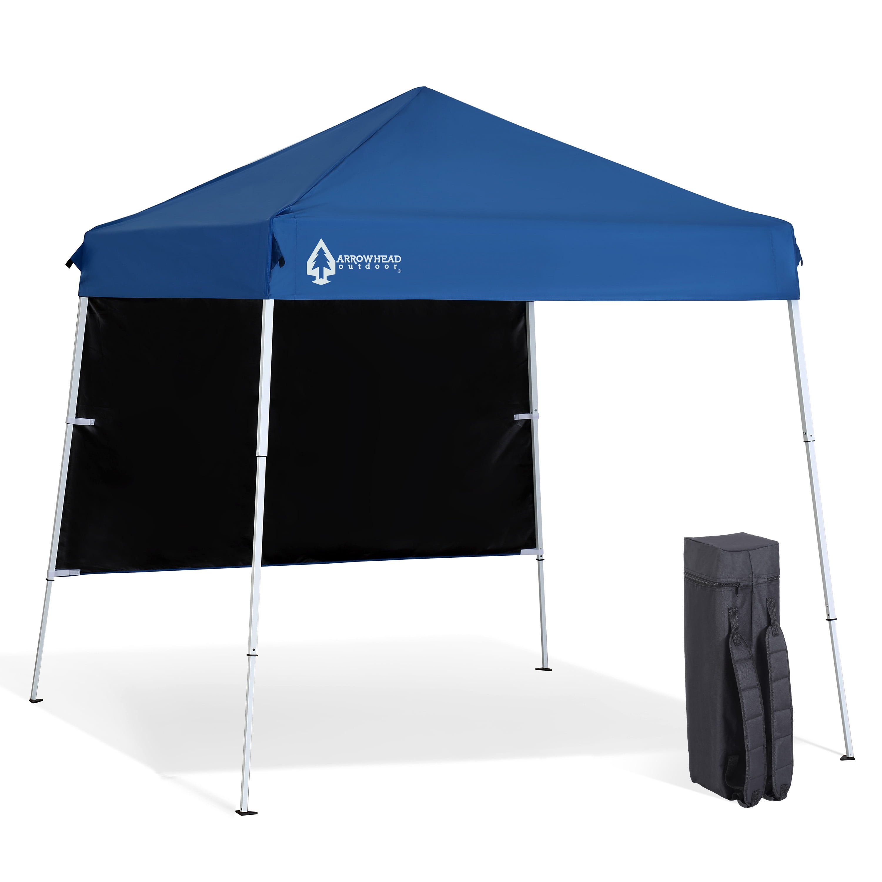 ARROWHEAD OUTDOOR KGS0397U Backpack Pop-up Canopy with Sunwall, Sand Bags, Guide Ropes, Ground Stakes, 6'x6' / 8'x8' Top to Bottom - Blue ARROWHEAD OUTDOOR KGS0397U Backpack Pop-up Canopy with Sunwall, Sand Bags, Guide Ropes, Ground Stakes, 6'x6' / 8'x8' Top to Bottom - Blue