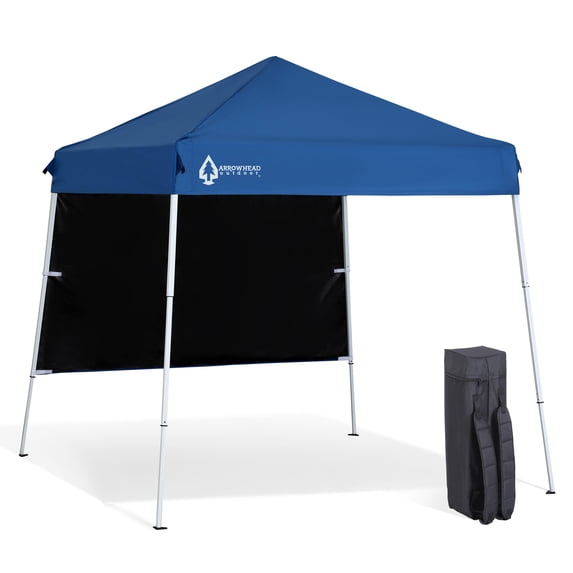 ARROWHEAD OUTDOOR KGS0397U Backpack Pop-up Canopy with Sunwall, Sand Bags, Guide Ropes, Ground Stakes, 6'x6' / 8'x8' Top to Bottom - Blue