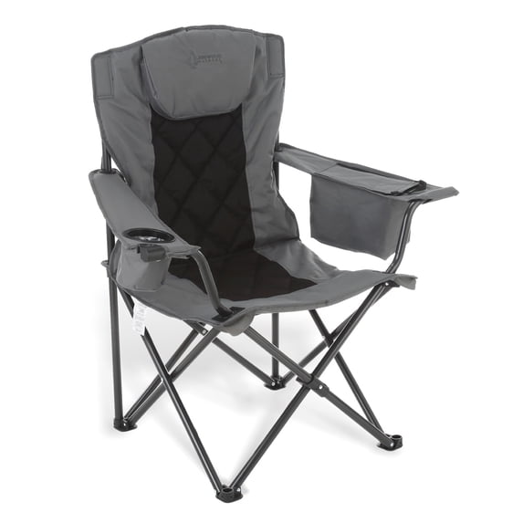 ARROWHEAD OUTDOOR KKS0316U Folding Camping Quad Chair w/ 6-Can Cooler, Cup & Wine Glass Holders, w/ Carrying Bag, Granite Gray