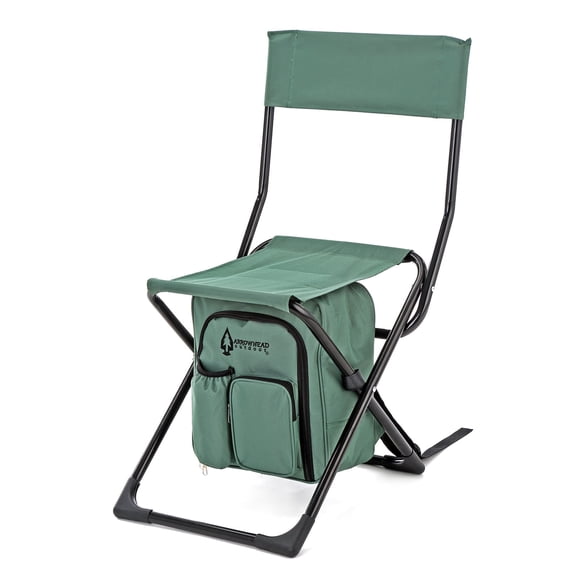 ARROWHEAD OUTDOOR Multi-Function 3-in-1 Compact Fishing Chair: Backpack, Stool & Insulated Cooler, Forest Green