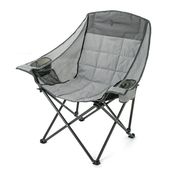 ARROWHEAD OUTDOOR Oversized Folding Camp Chair w/ Adjustable Double Sized Cup Holder, Mesh Sides, Inner Pockets, Carry Bag, 300 LBS Weight Capacity