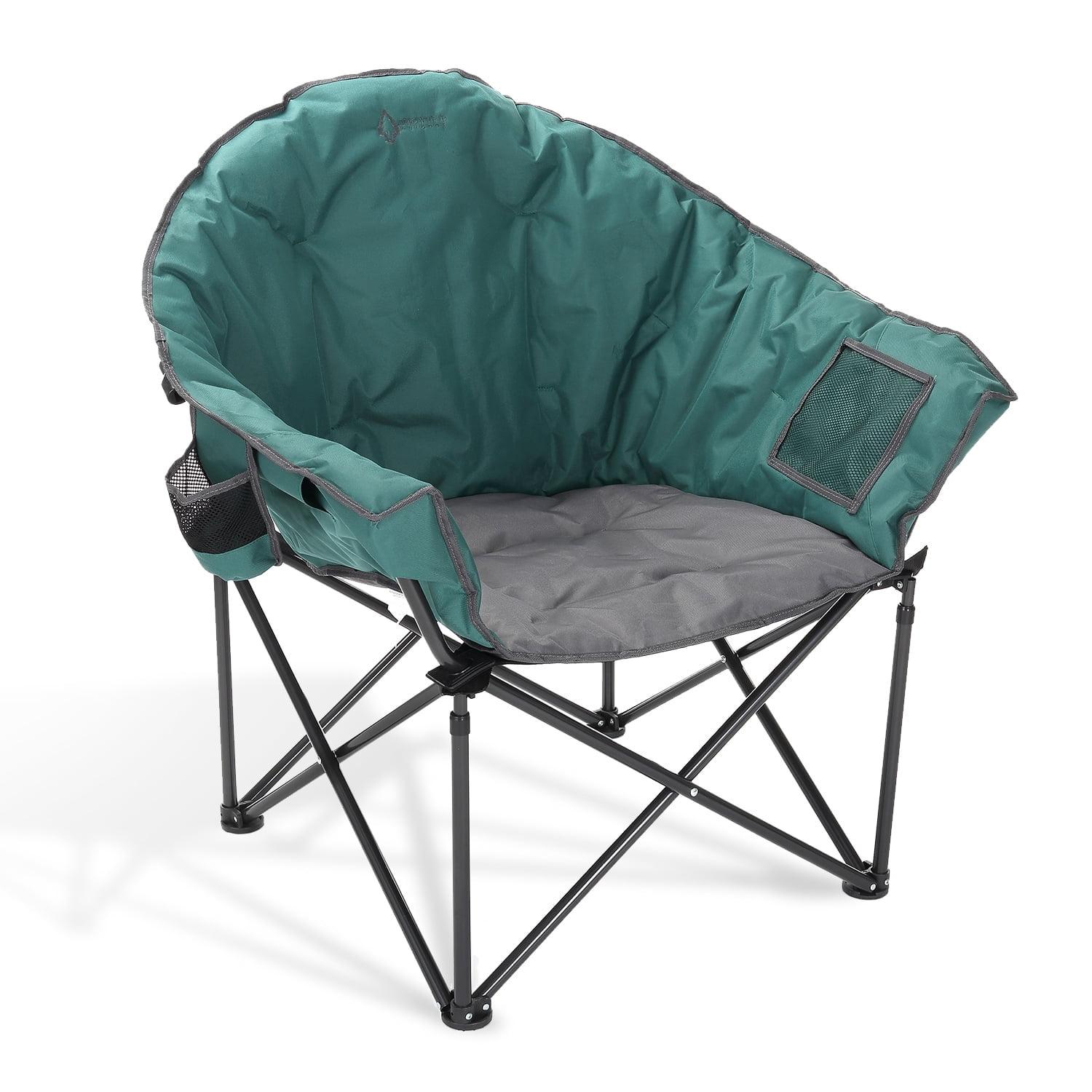 Forest Green Heavy-Duty Padded Folding Camping Chair with Cup Holder