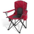 thumbnail image 1 of ARROWHEAD OUTDOOR Portable Folding Camping Quad Chair w/ 4-Can Cooler, Cup-Holder, Heavy-Duty Carrying Bag w/ Easy Carry Shoulder Strap, Padded Armrests, Supports up to 330lbs, USA-Based Support (Red), 1 of 15