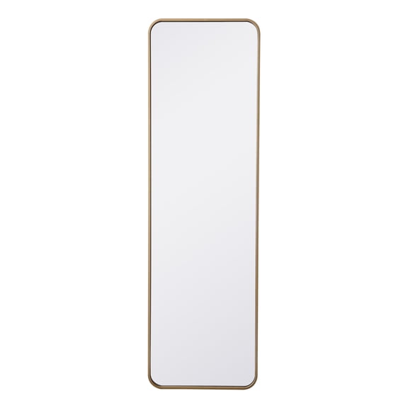 ARS Concepts Aura 17.25 x 59.25 in. Rounded Rectangle Wall Mirror, Brass Metal Frame