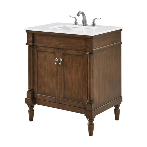 ARS Concepts Crest 30" Pre-Assembled Bathroom Vanity with Single Sink, Walnut