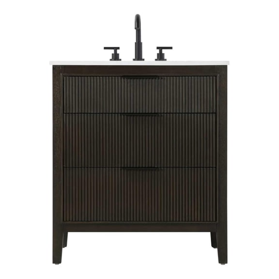 ARS Concepts Lumen 30" Pre-Assembled Bathroom Vanity with Single Sink, Chocolate Oak