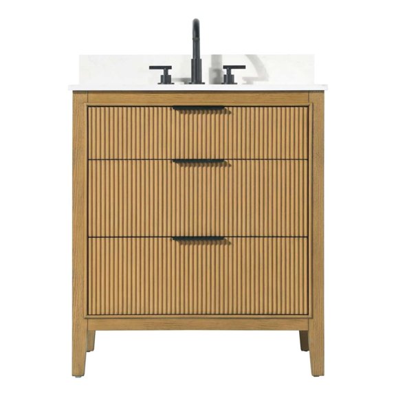 ARS Concepts Lumen 30" Pre-Assembled Bathroom Vanity with Single Sink, Honey Teak