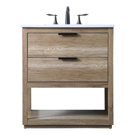 ARS Concepts Pinnacle 30" Pre-Assembled Bathroom Vanity with Single Sink, Natural Oak