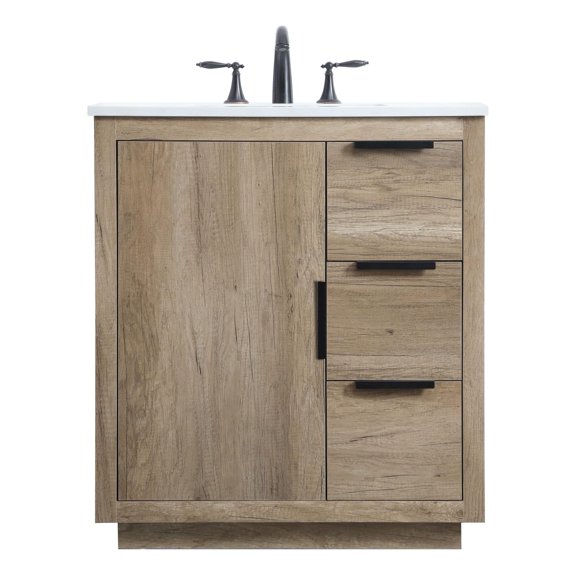 ARS Concepts Pleiades 30" Pre-Assembled Bathroom Vanity with Single Sink, Natural Oak