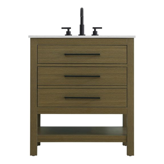 ARS Concepts Vellum 30" Pre-Assembled Bathroom Vanity with Single Sink, Chestnut Brown