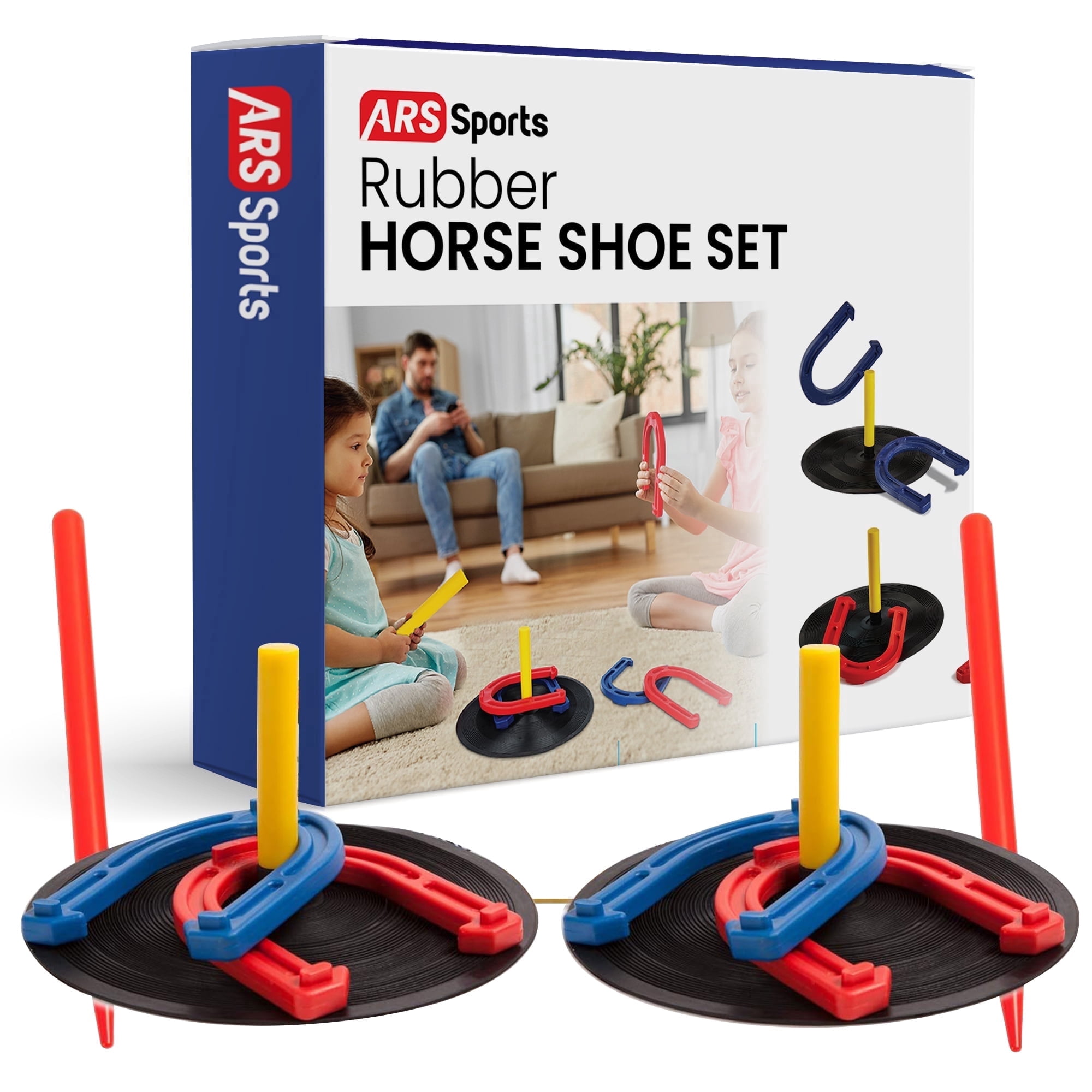 ARS Sports Rubber Horseshoe Game Set for Kids and Adults, Indoor Outdoor Backyard Play