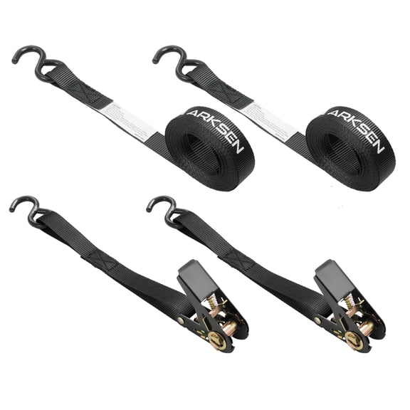 ARSKEN High-Strength 2 pcs Ratchet Tie Down Strap 1" x 197"(2200lb Break Strength) for Heavy Equipment, with Strong S Hook and Corrosion Resistant Metal Button for Rack, Truck, Cargo, Moving & More