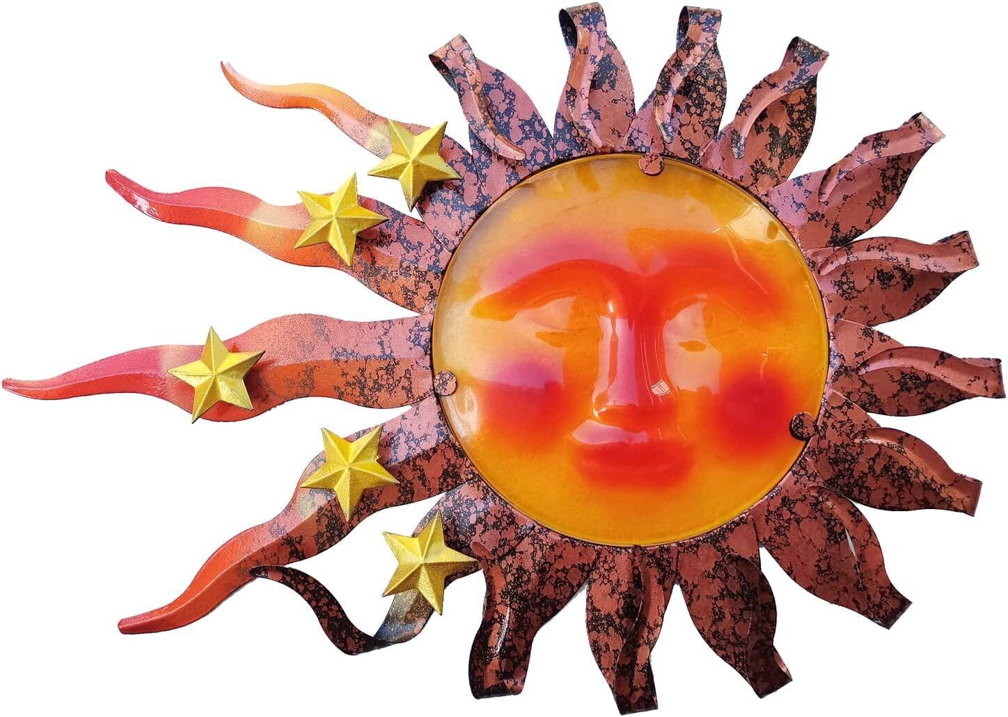 ARSMI Metal Sun Face Outdoor Hanging Wall Decor Home Garden Yard 15" x 12"
