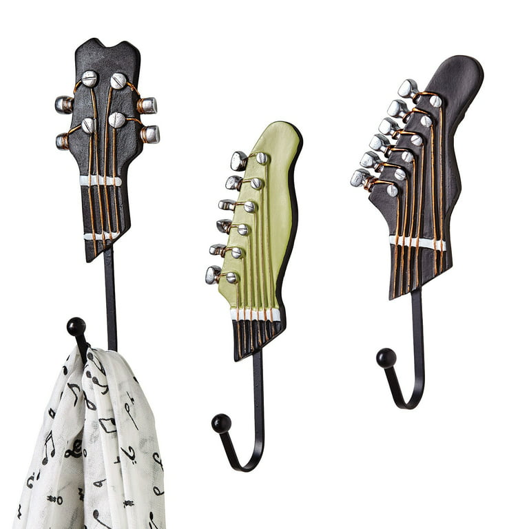 ART & ARTIFACT Guitar Wall Hooks - Set of 3 Guitar Head Coat