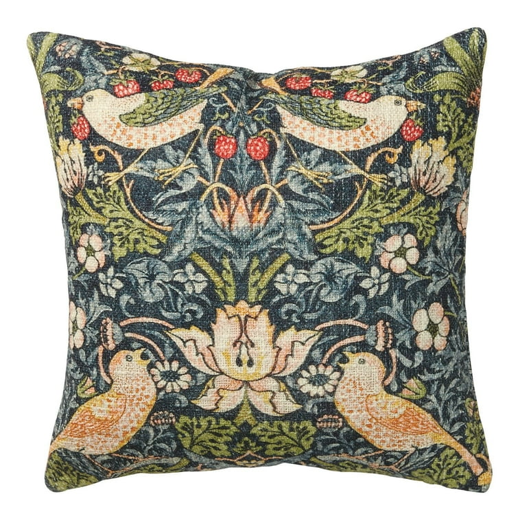 ART ARTIFACT Strawberry Thief Pillow William Morris Print Throw Pillow Square