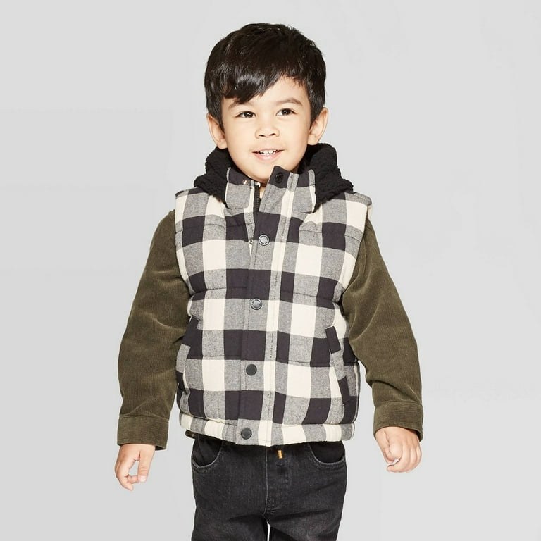 ART CLASS Toddler Boys Buffalo Check Vest in Black 5T