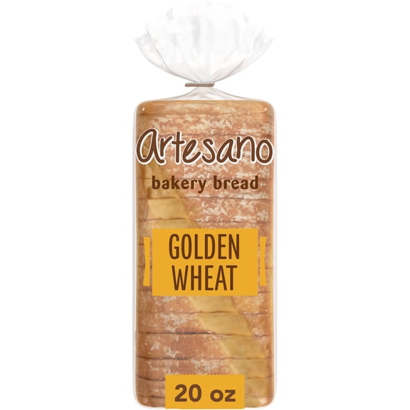 Artesano Golden Wheat Bakery Bread, 20 oz, Whole Wheat Pre-sliced Wheat Bread, Bag