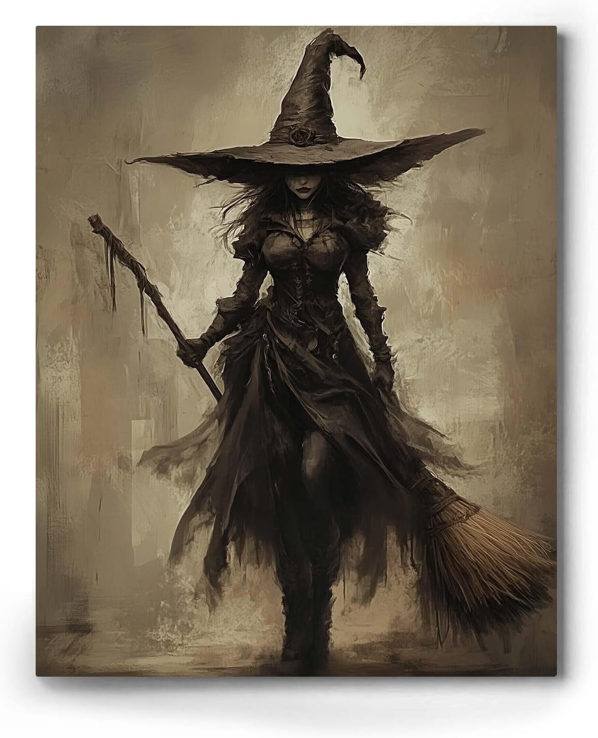 ART Halloween Canvas Wall Decor, Witchy Bubblebath Bathroom Decor Black Cat Pictures Print Academia Halloween Poster for Dorm Party Decor
