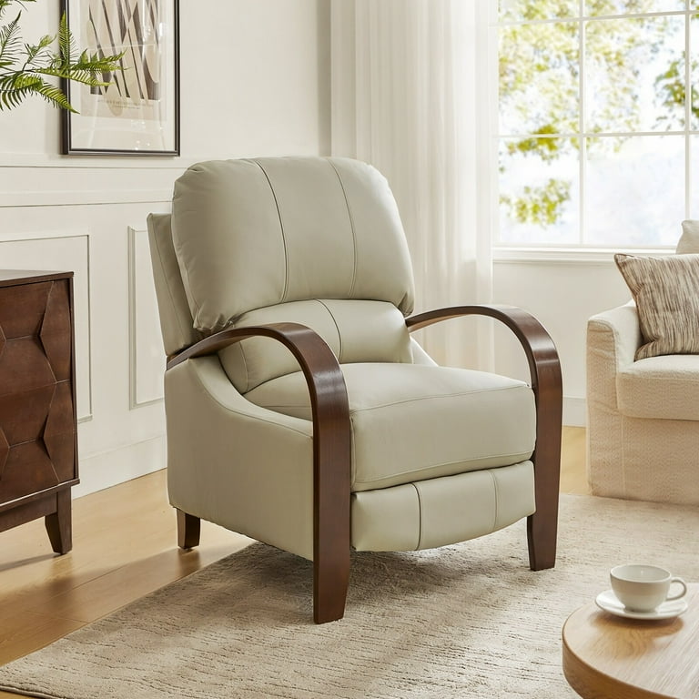 Art of Living Designs Alexandra Mid Century Modern Genuine Leather Manual Recliner BEIGE