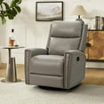 thumbnail image 1 of Art of Living Designs Fiacro 30.31"Wide Modern Genuine Leather Wingback Swivel Rocker Recliner with Nailhead Trims DOVE, 1 of 5