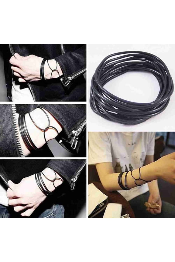 ART YUXIN Black Rubber Gummy Bracelet, 20 Piece
