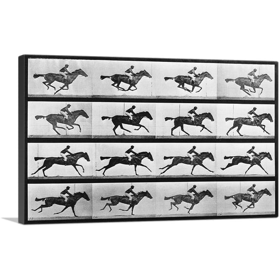 ARTCANVAS 16 Frames of Racehorse Canvas Art Print by Eadweard Muybridge - Size: 26" x 18" (1.50" Deep)