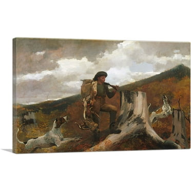 ARTCANVAS A Huntsman and Dogs 1891 Canvas Art Print by Winslow Homer - Size: 26" x 18" (0.75" Deep)