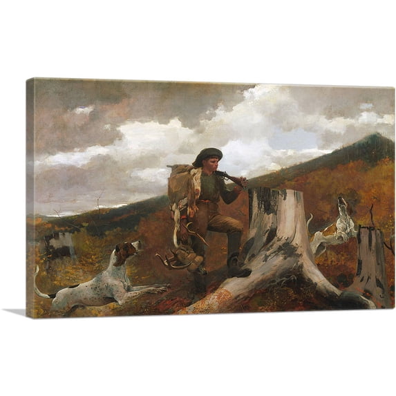 ARTCANVAS A Huntsman and Dogs 1891 Canvas Art Print by Winslow Homer - Size: 26" x 18" (0.75" Deep)