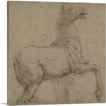 ARTCANVAS A Marble Horse on the Quirinal Hill 1513 Canvas Art Print by Raphael - Size: 18" x 18" (0.75" Deep)