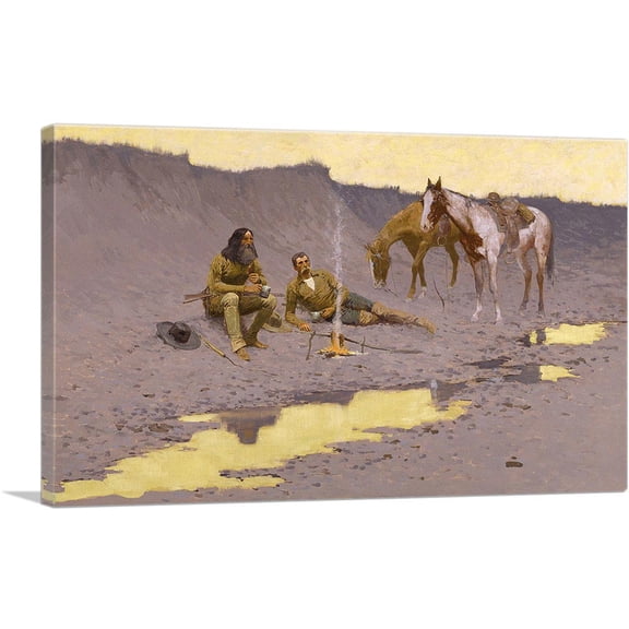 ARTCANVAS A New Year On The Cimarron 1903 Canvas Art Print by Frederic Remington - Size: 12" x 8" (0.75" Deep)